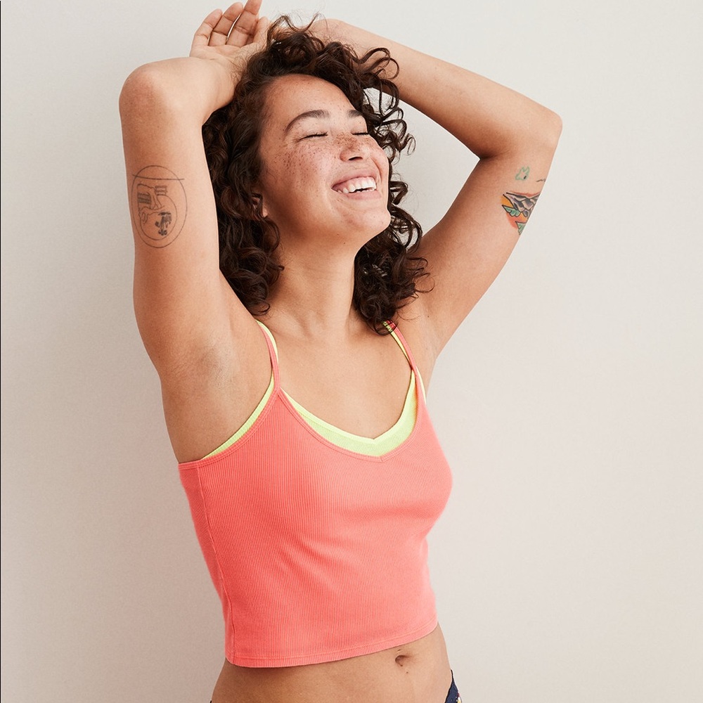 Neon pink cropped tank top